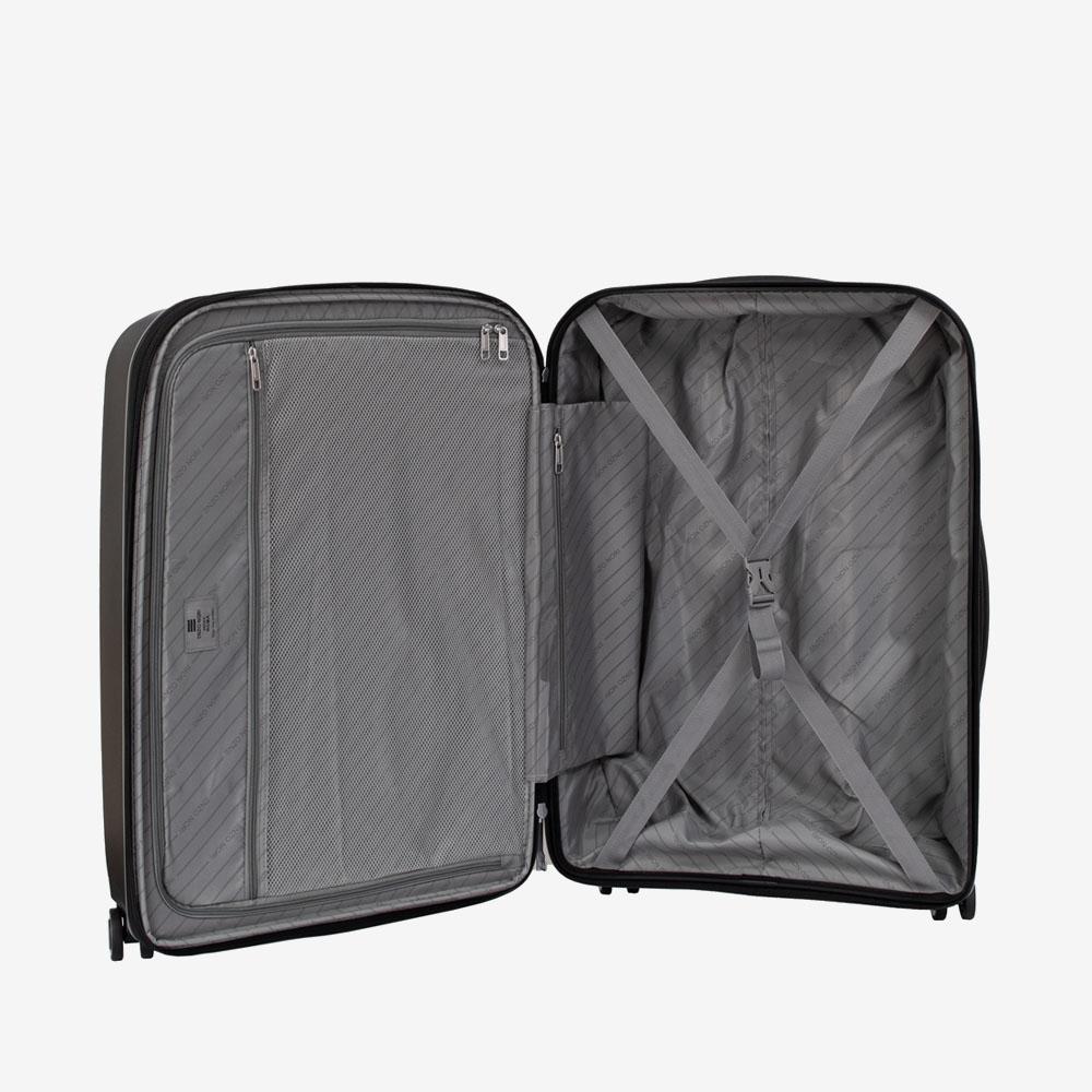 Куфар за ръчен багаж 55 см с куфар за козметика ENZO NORI модел ROMA полипропилен черен