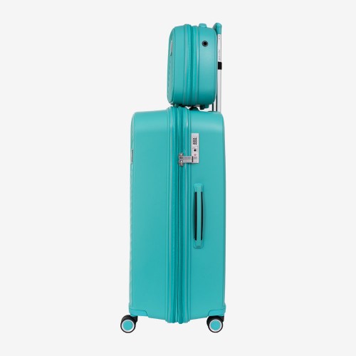 Голям куфар с куфар за козметика ENZO NORI модел ROMA 75 см полипропилен зелен