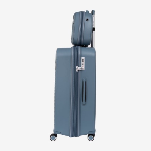Голям куфар с куфар за козметика ENZO NORI модел ROMA 75 см полипропилен син