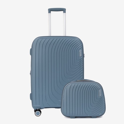 Куфар ENZO NORI модел ROMA 65 см с куфар за козметика полипропилен син