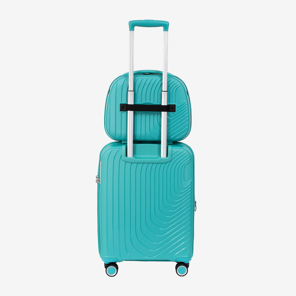 Куфар за ръчен багаж 55 см с куфар за козметика ENZO NORI модел ROMA полипропилен зелен