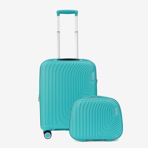 Куфар за ръчен багаж 55 см с куфар за козметика ENZO NORI модел ROMA полипропилен зелен