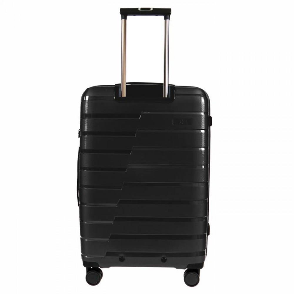 Твърд куфар от полипропилен спинер с четри двойни колелца марка ENZO NORI модел LEVELS 66 см черен непромокаем при дъжд