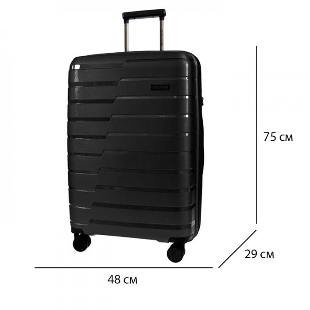 Ултралеки куфари комплект от полипропилен 3 размера ENZO NORI модел LEVELS цвят черен