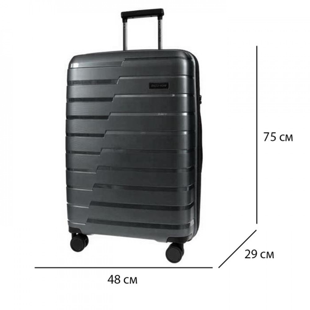 Лек твърд куфар с TSA заключващ механизъм от полипропилен ENZO NORI модел LEVELS 75 см сив непромокаем