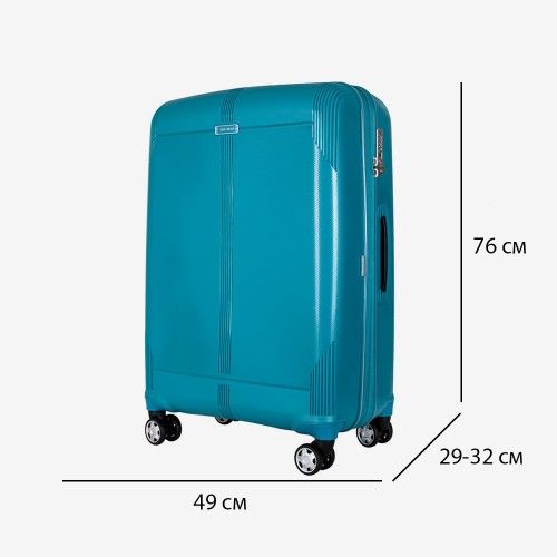 Голям куфар ENZO NORI модел LONDON 76 см полипропилен син петрол