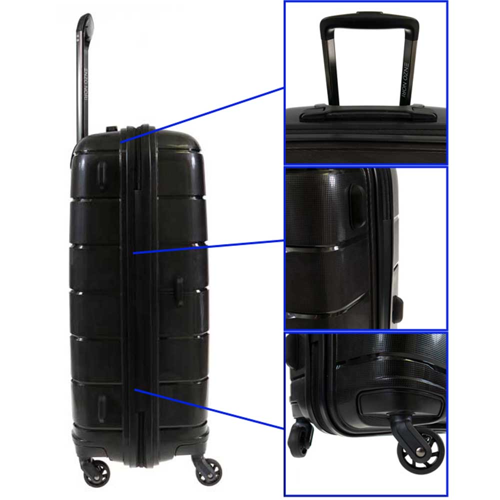 Здрав куфар от полипропилен ENZO NORI модел LINES 76 см с 4 силиконови колела цвят черен