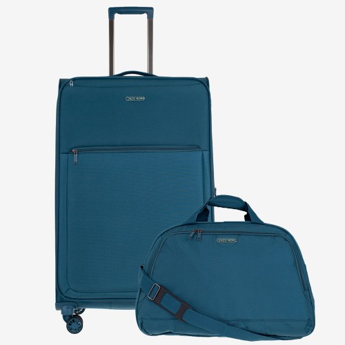Голям куфар ултра лек 77 см с пътна чанта от текстил ENZO NORI модел SUNNY син