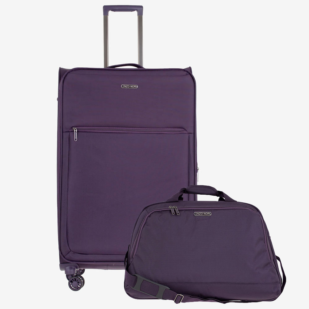 Голям куфар ENZO NORI модел SUNNY 77 см с пътна чанта лилав