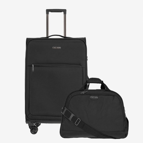 Ултра лек куфар ENZO NORI 66 см с пътна чанта от текстил модел SUNNY черен
