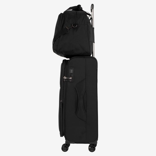 Ултра лек куфар ENZO NORI 66 см с пътна чанта от текстил модел SUNNY черен