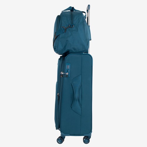 Среден куфар ENZO NORI 66 см ултра лек с пътна чанта модел SUNNY син