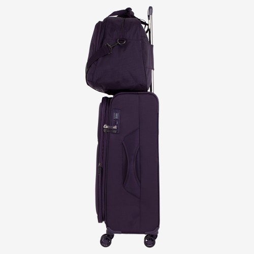 Ултра лек куфар ENZO NORI 66 см с разширение и пътна чанта модел SUNNY лилав