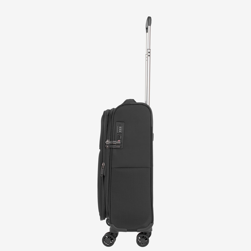 Комплект куфари с разширение 3 размера и пътна чанта от текстил ENZO NORI черен ултра лек 