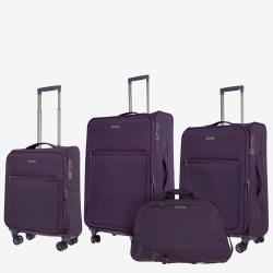 Комплект куфари ултра леки с пътна чанта текстил ENZO NORI модел SUNNY лилав