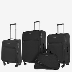 Комплект куфари ултра леки с пътна чанта текстил ENZO NORI модел SUNNY черен