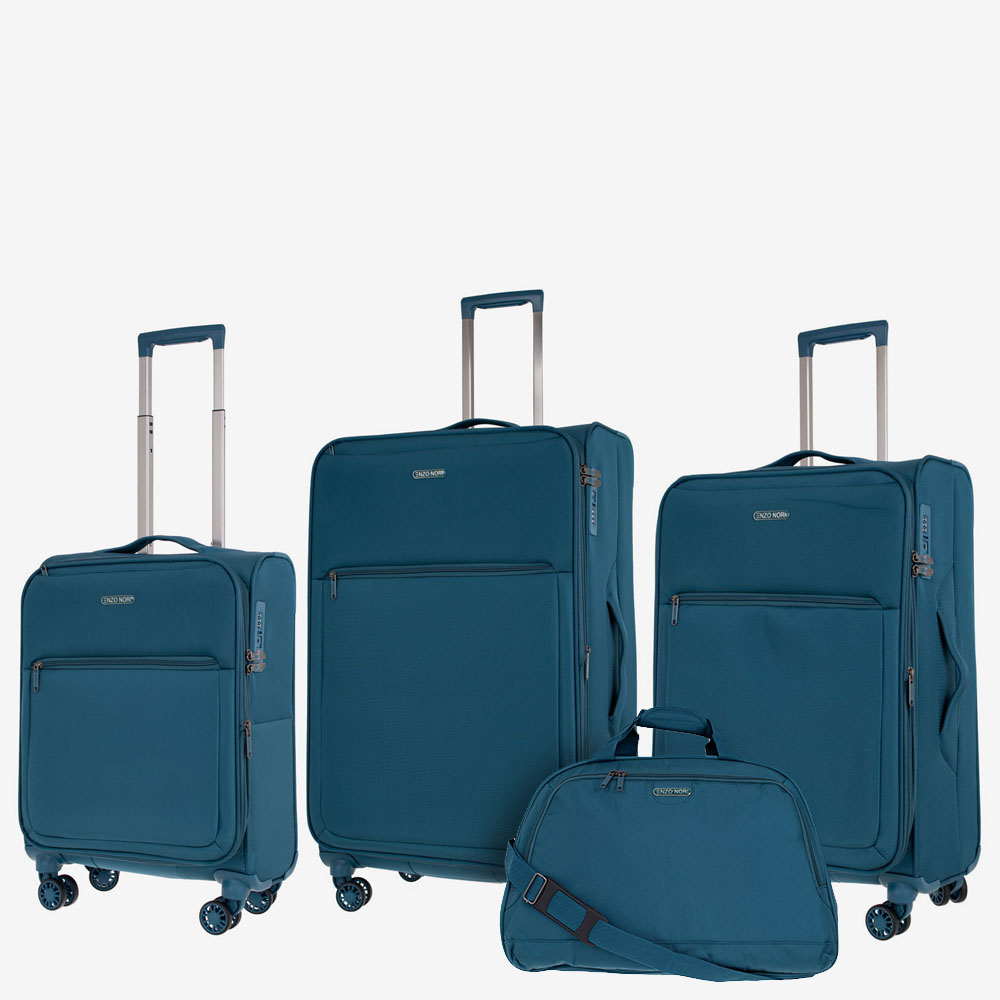 Комплект куфари с пътна чанта ENZO NORI модел SUNNY текстил син