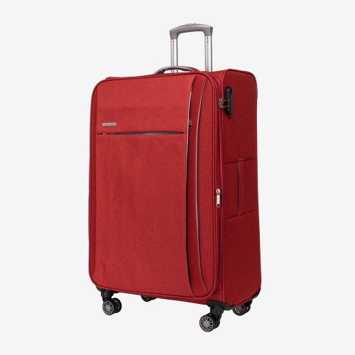 Голям куфар ENZO NORI модел SOFT 77 см текстил червен