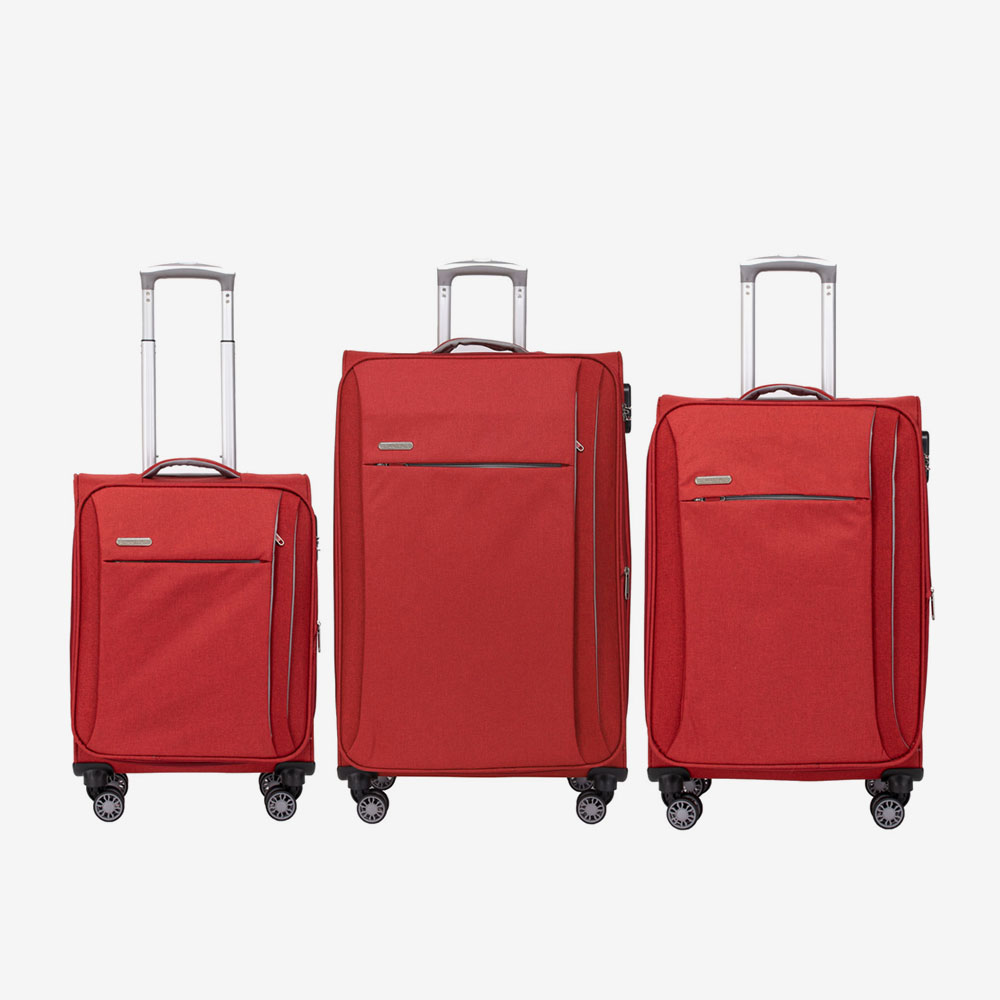 Комплект куфари ENZO NORI текстил с разширение червен