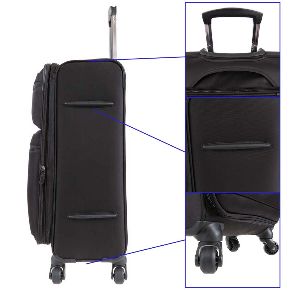 Голям мек куфар от текстил с разширение марка ENZO NORI модел VINTAGE 79 см цвят черен