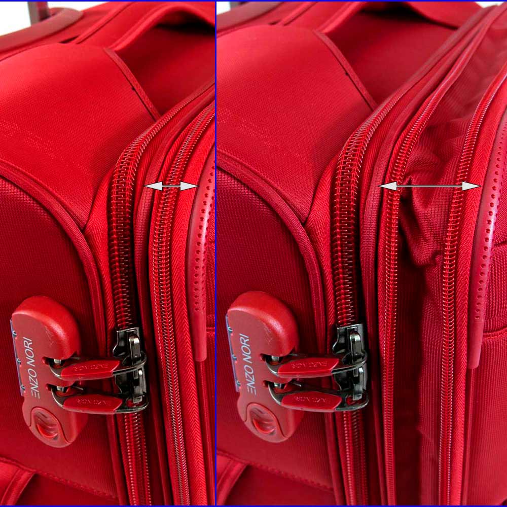 Голям куфар от текстил с разширение марка ENZO NORI модел VINTAGE 79 см цвят червен