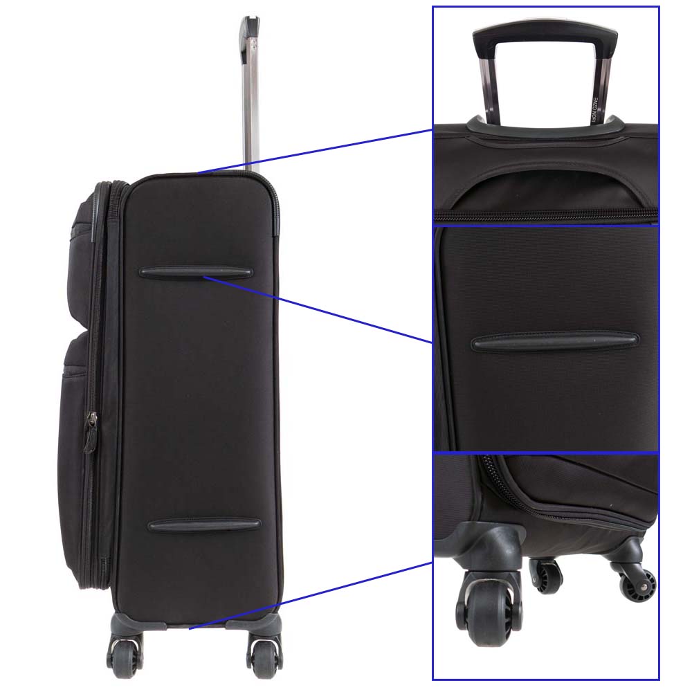 Лек куфар с разширение от текстил марка ENZO NORI модел VINTAGE 68 см цвят черен