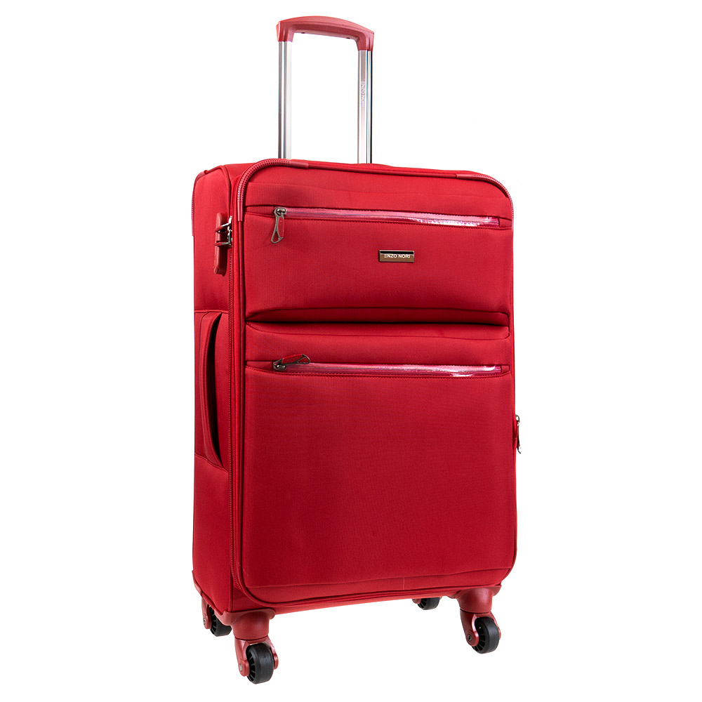 Среден размер куфар с разширение от текстил марка ENZO NORI модел VINTAGE 68 см цвят червен