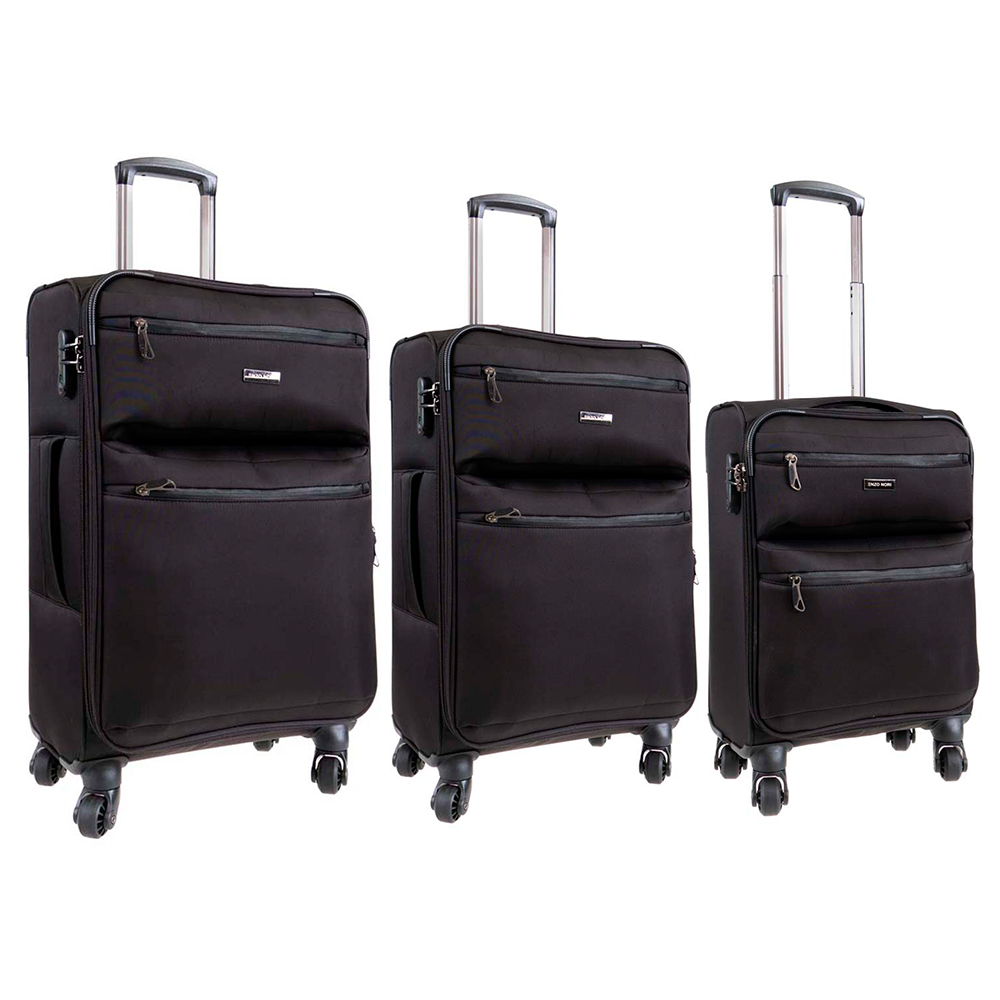 Куфари комплект от текстил три броя ENZO NORI модел VINTAGE цвят черен