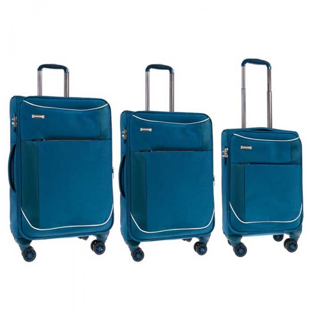 Комплект куфари от висококачествен текстил ENZO NORI модел CLOUD 3 размера цвят светло син