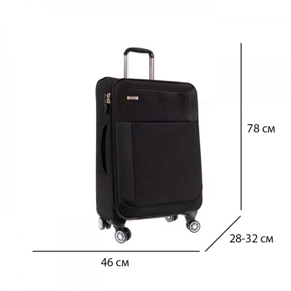 Голям куфар от висококачествен текстил с разширение ENZO NORI модел CLOUD 78 см цвят черен