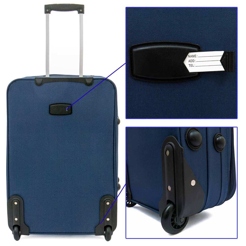 комплект меки куфари 3 размера от текстил KREAL с разширение син