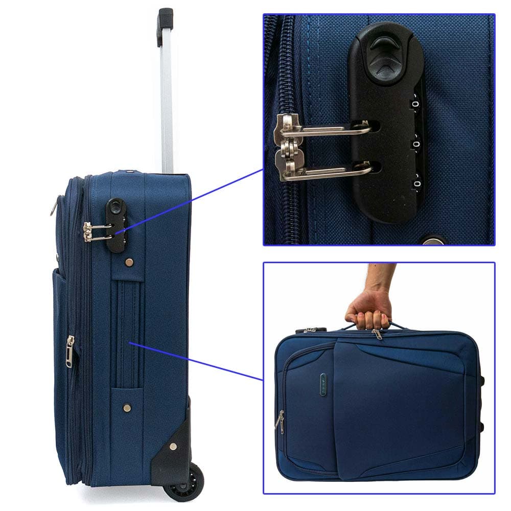 Куфар за ръчен багаж KREAL модел SLIM 52 см текстил син