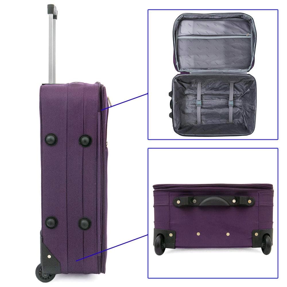Мек куфар KREAL с разширение от текстил голям размер с 2 колелца модел SLIM 73 см лилав