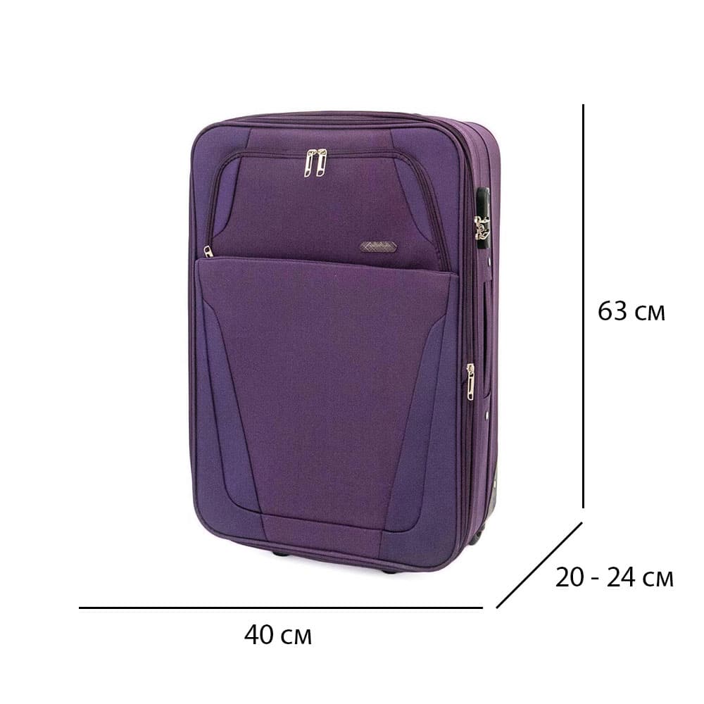 Стилен комплект куфари KREAL от текстил с разширение модел SLIM 3 размера цвят лилав