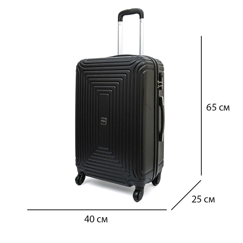 Среден размер твърд куфар от ABS с 4 колелца модел HAVANA 65 см цвят черен