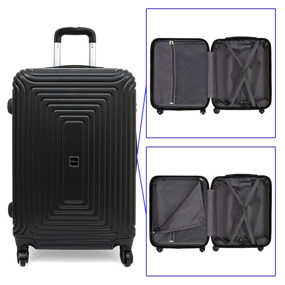 Здрав куфар от ABS цвят черен с 4 колелца голям размер модел HAVANA 75 см 