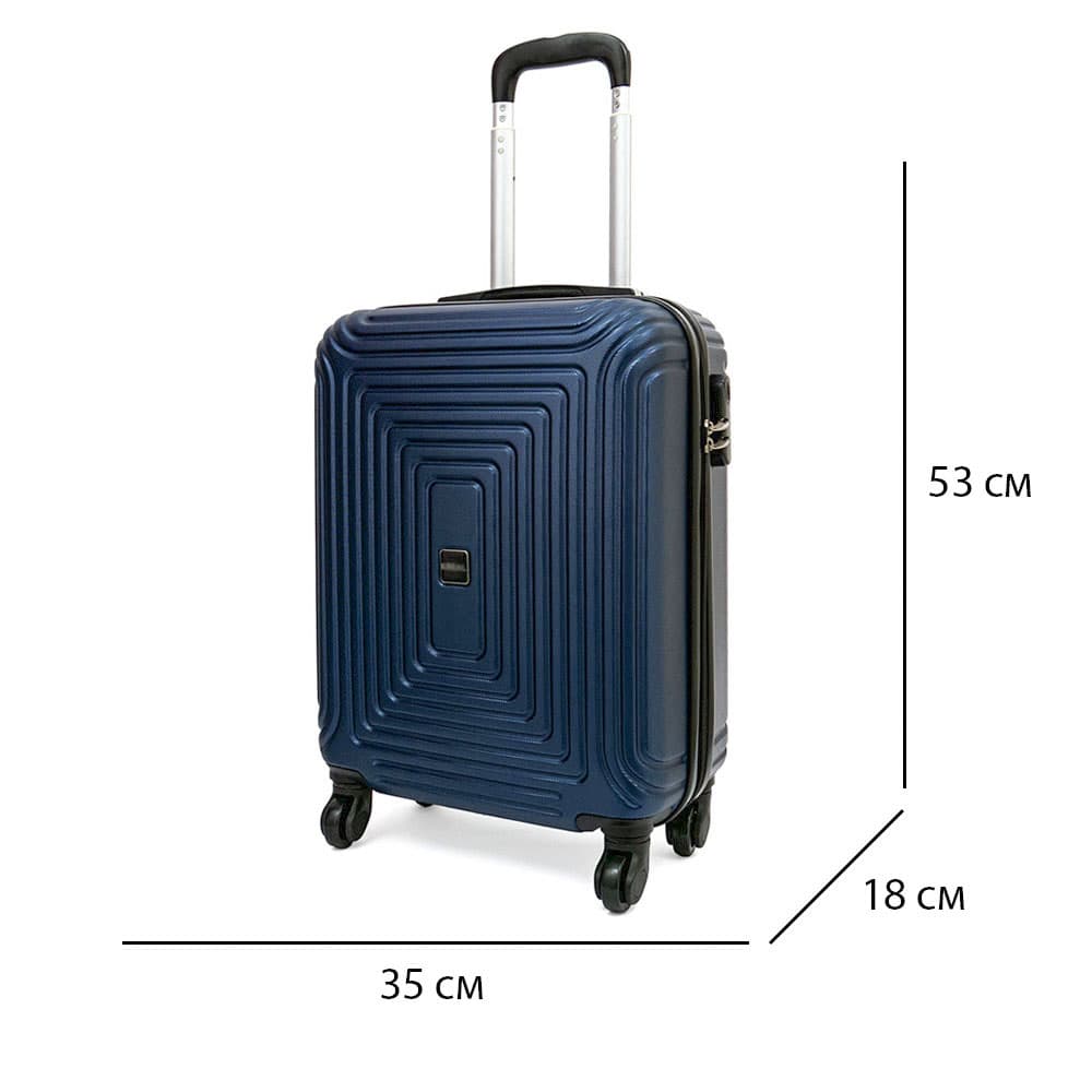 Издръжливи 3 броя куфари комплект от ABS модел HAVANA с 4 двойни силиконови колелца цвят син