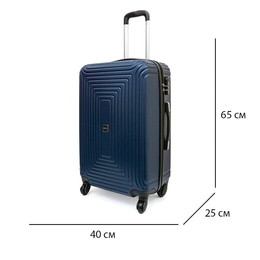 Твърд куфар среден размер от ABS с 4 колелца модел HAVANA 65 см цвят син