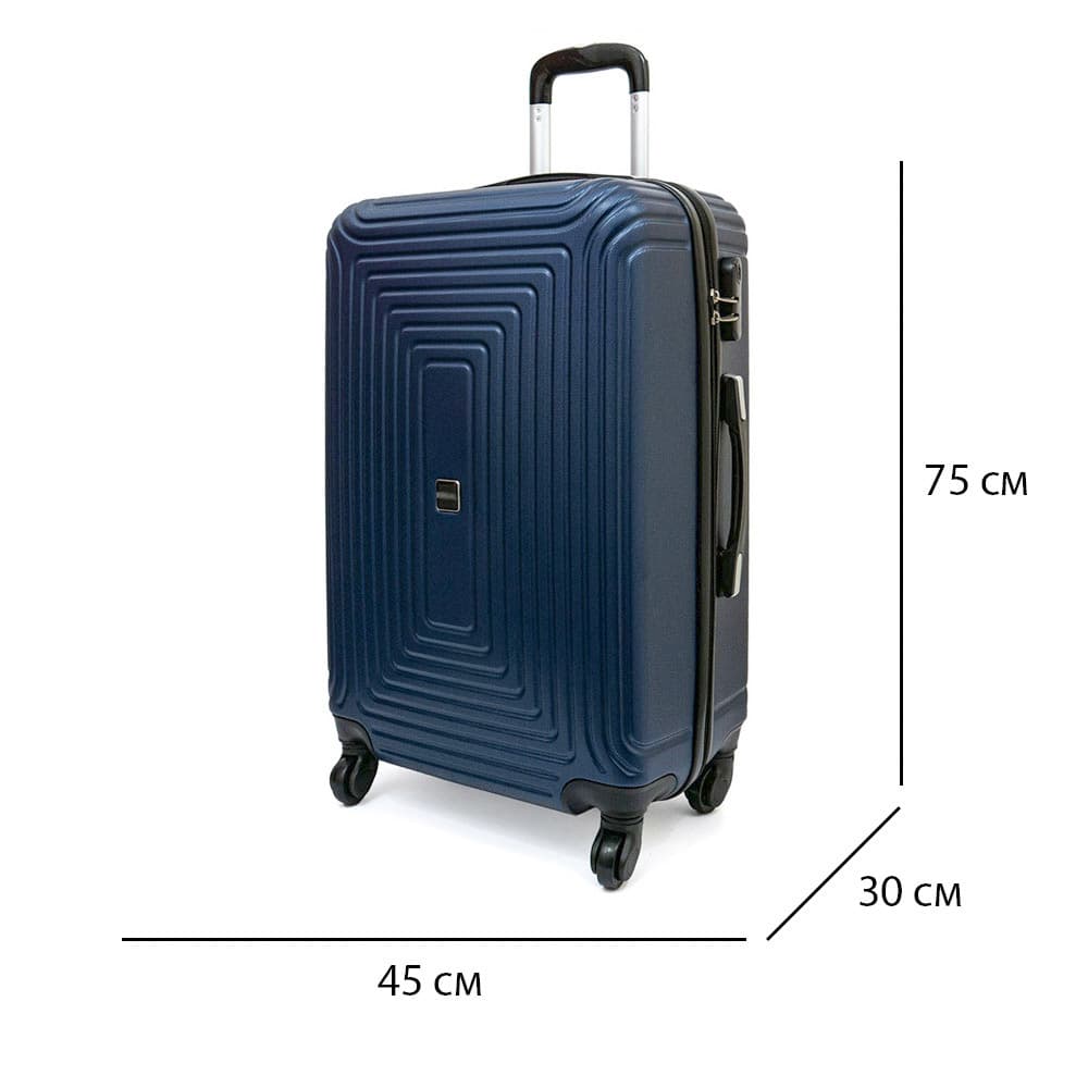 Издръжливи 3 броя куфари комплект от ABS модел HAVANA с 4 двойни силиконови колелца цвят син