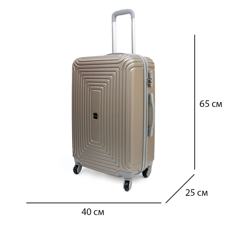 Среден размер твърд куфар KREAL от ABS с 4 колелца модел HAVANA 65 см цвят златен
