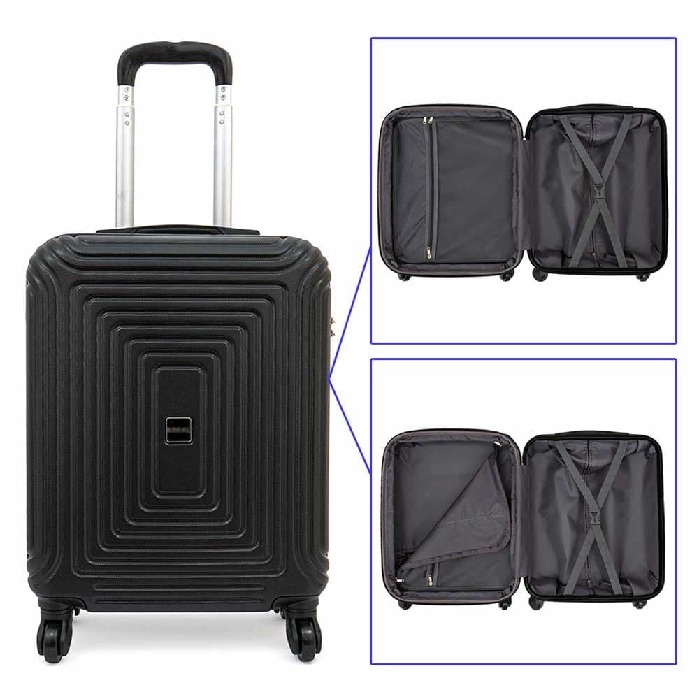 Куфар за ръчен багаж от ABS материал с разширение и 4 колелца черен