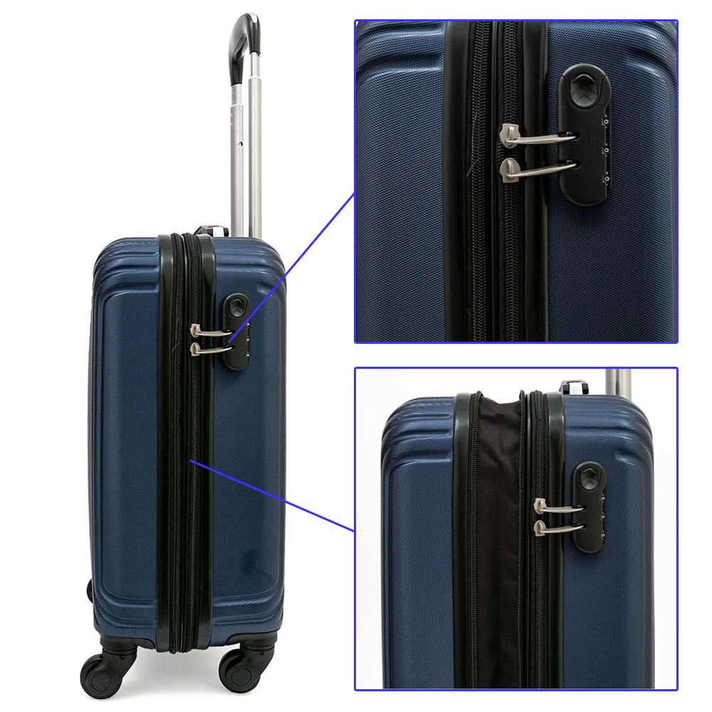 Лек куфар с разширение за ръчен багаж от ABS с 4 колелца KREAL модел HAVANA-E 53 см цвят син