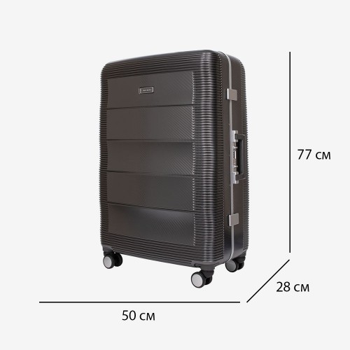 Голям куфар ENZO NORI модел PARIS 77 см поликарбонат с алуминиева рамка сив