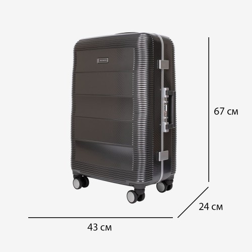 Куфар ENZO NORI модел PARIS 67 см поликарбонат с алуминиева рамка сив