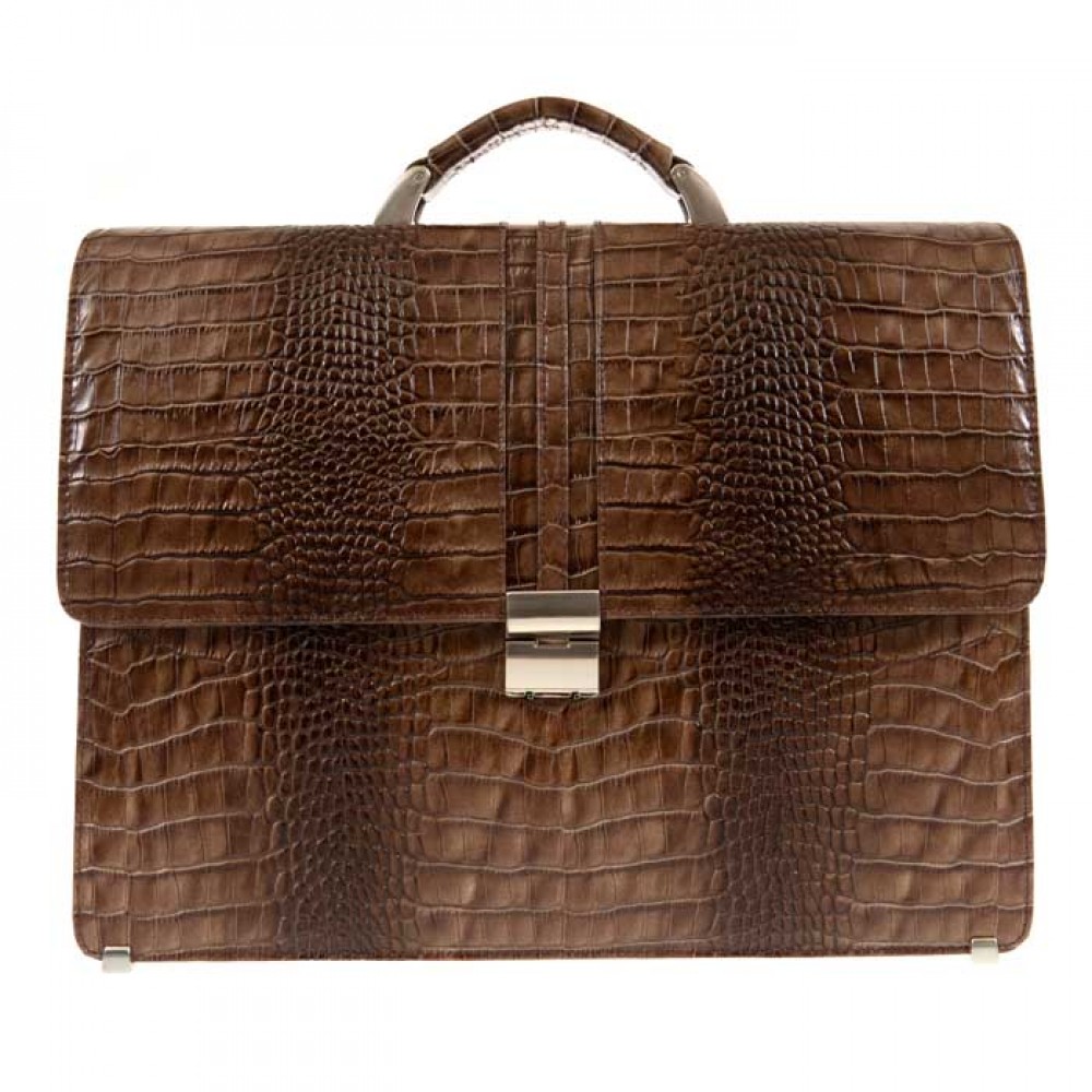 Мъжка бизнес чанта ЕNZO NORI модел ARTURO естествена кожа кафяв принт