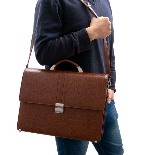 Мъжка бизнес чанта ЕNZO NORI модел ARTURO естествена кожа кафяв