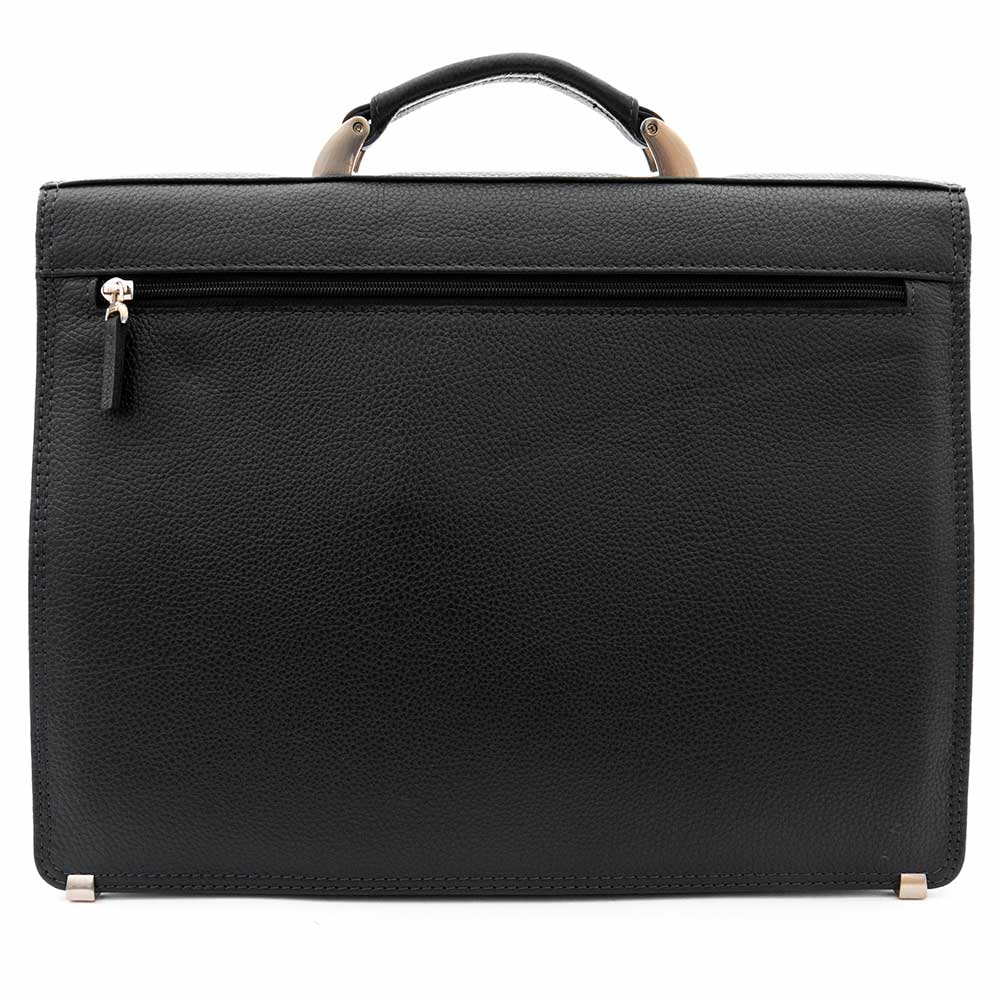 Изчистена мъжка бизнес чанта от естествена фина напа кожа ENZO NORI модел FABIANO цвят черен