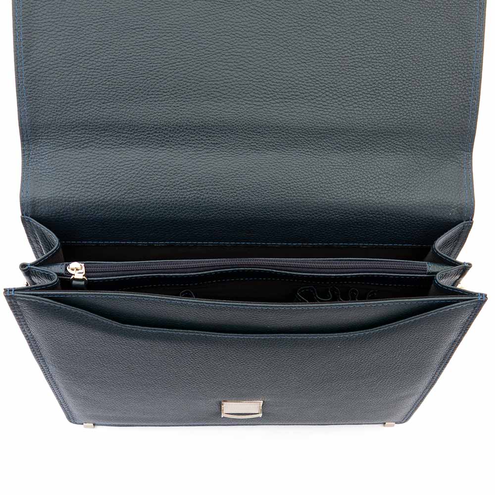 Мъжка бизнес чанта ENZO NORI модел FABIANO естествена кожа тъмно син