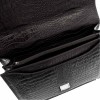 Модерна мъжка бизнес чанта от естествена фина напа кожа ENZO NORI модел FABIANO цвят черен кроко