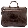 Модерна мъжка бизнес чанта от естествена фина напа кожа ENZO NORI модел CESARE цвят кафяв кроко лак